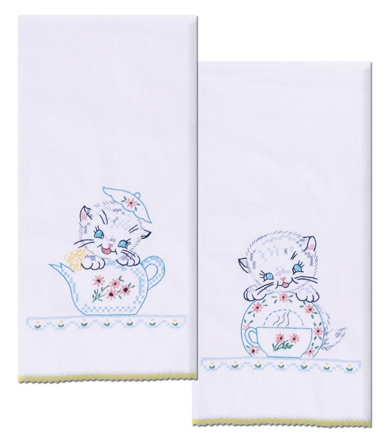 DesignWorks Ink Tobin Design Works Crafts T264102 Kittens Towels 17" x 30" Stamped Kitchen Towels for Embroidery (Set of 2) - Image 5