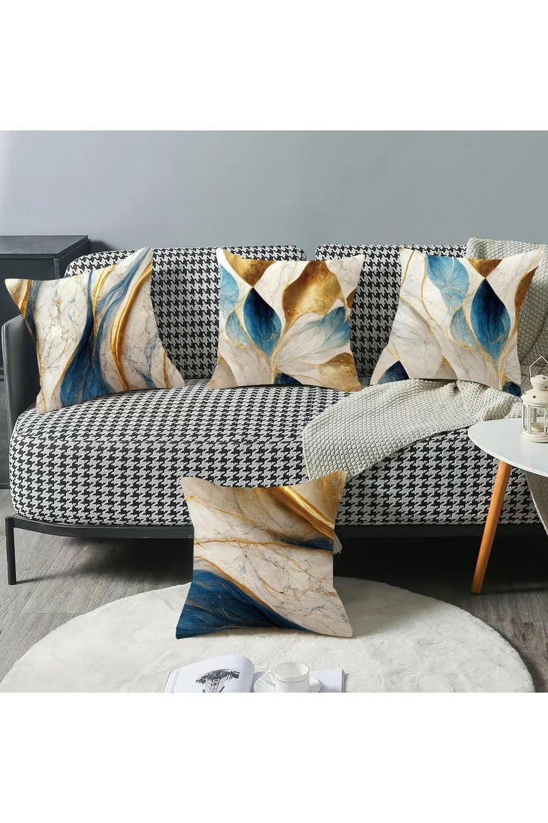 general 4 cushion covers, farmhouse-style decorative cushion covers, linen cushion covers with marble texture and turquoise cushion covers, artistic home bedroom decorations, soft cushion covers - Image 4