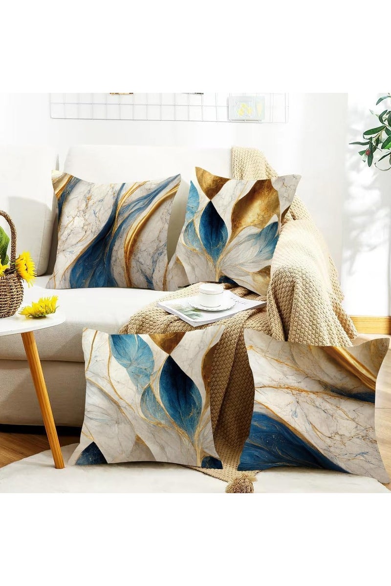 general 4 cushion covers, farmhouse-style decorative cushion covers, linen cushion covers with marble texture and turquoise cushion covers, artistic home bedroom decorations, soft cushion covers - Image 2