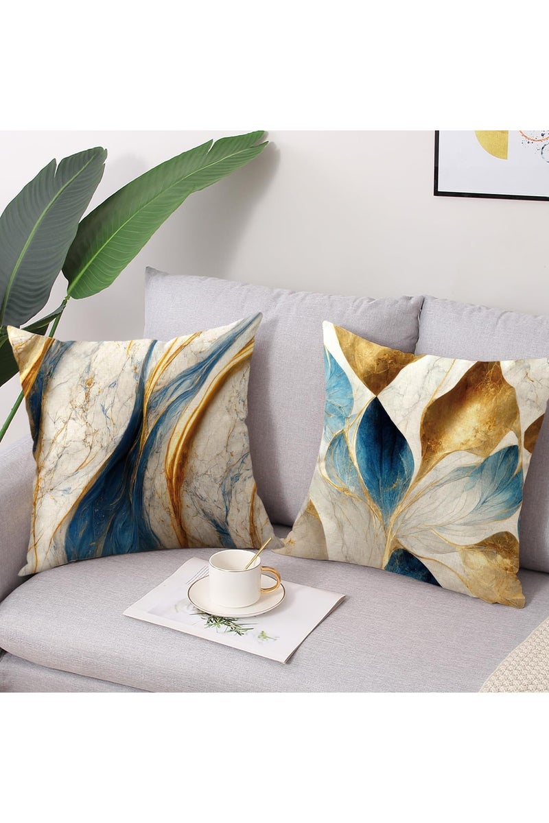 general 4 cushion covers, farmhouse-style decorative cushion covers, linen cushion covers with marble texture and turquoise cushion covers, artistic home bedroom decorations, soft cushion covers - Image 3