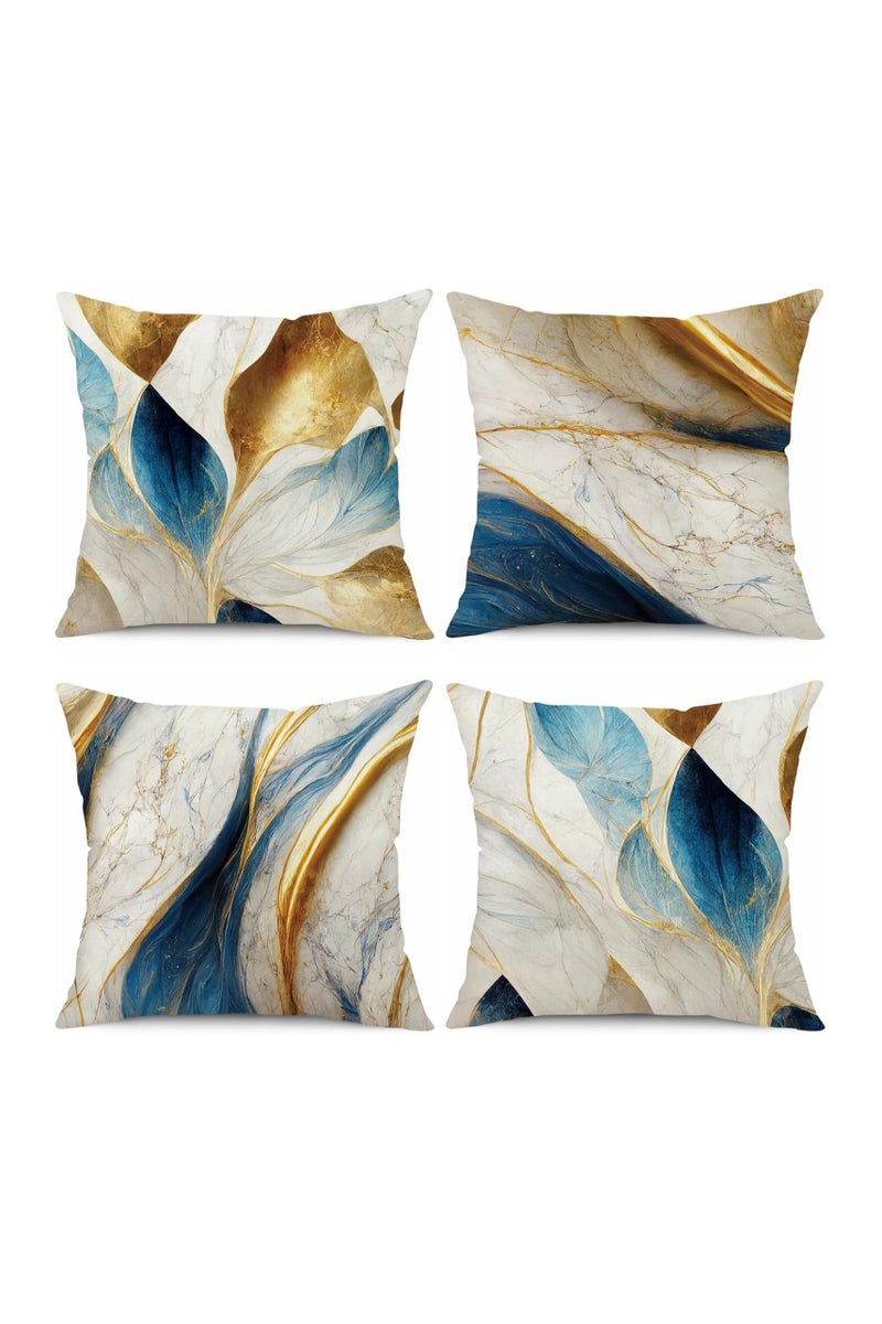 general 4 cushion covers, farmhouse-style decorative cushion covers, linen cushion covers with marble texture and turquoise cushion covers, artistic home bedroom decorations, soft cushion covers - Image 1