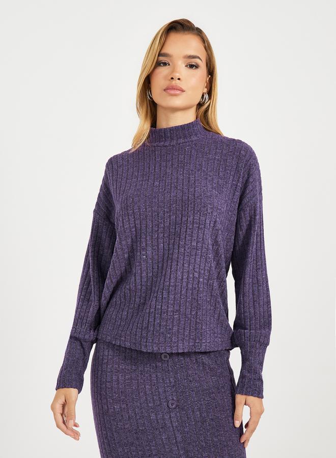 Styli High Neck Knitted Top & Midi Skirt Co-Ords  - Image 2