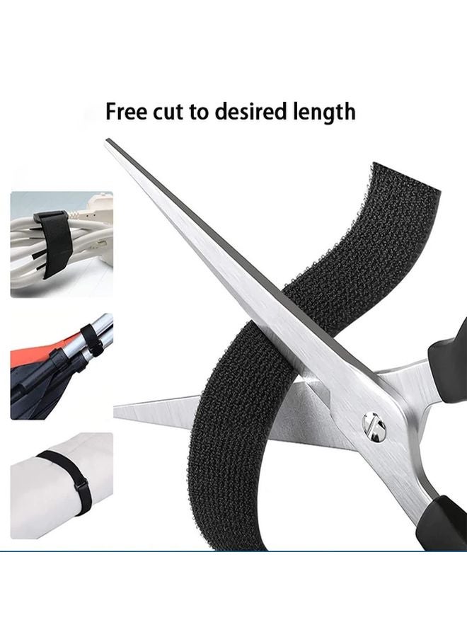 32.8ft Black Reusable Nylon Hook Loop Cable Tape With 50pcs Plastic Buckle Fastening Strap - Image 3