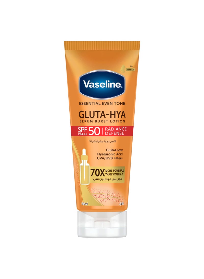 Vaseline Gluta-Hya Serum Burst Lotion, Radiance Defense, SPF 50 PA+++ 180ml - Image 1