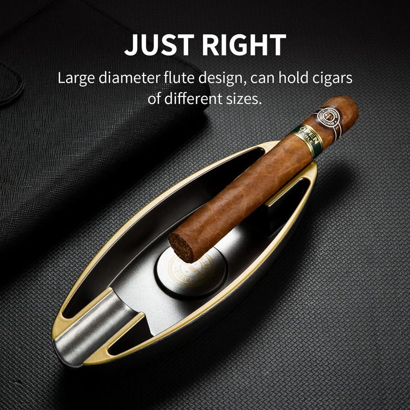Portable Resin Cigar Ashtray - Holds 2 Cigars , Ideal for Indoor and Outdoor Use (Black ) - Image 3