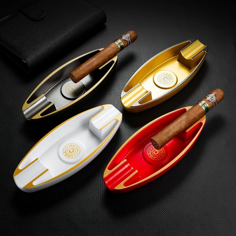 Portable Resin Cigar Ashtray - Holds 2 Cigars , Ideal for Indoor and Outdoor Use (Black ) - Image 2