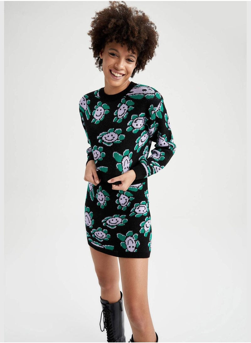 DeFacto Relax Fit Long Sleeve Flower Print Jumper  - Image 1