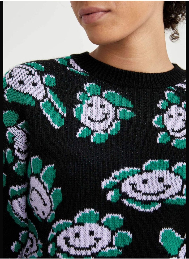 DeFacto Relax Fit Long Sleeve Flower Print Jumper  - Image 3