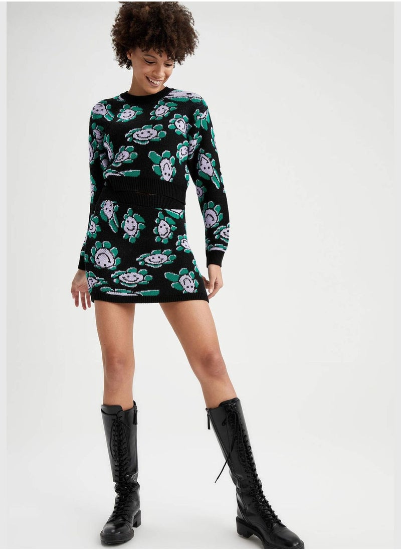 DeFacto Relax Fit Long Sleeve Flower Print Jumper  - Image 2