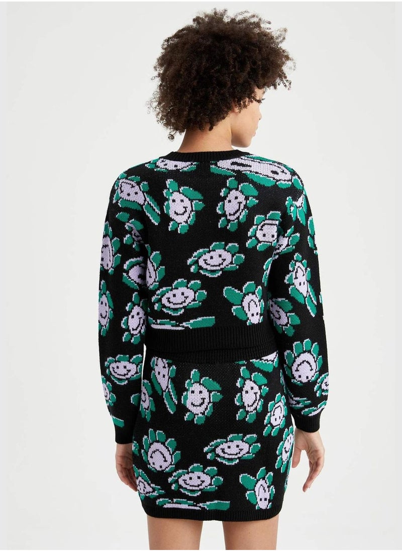 DeFacto Relax Fit Long Sleeve Flower Print Jumper  - Image 5