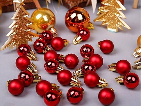 G.FIDEL GFIDEL Christmas Tree Decoration Item Hanging Xmas Balls Balls Pack of 24 Random Colour Will BE Shipped - Image 1