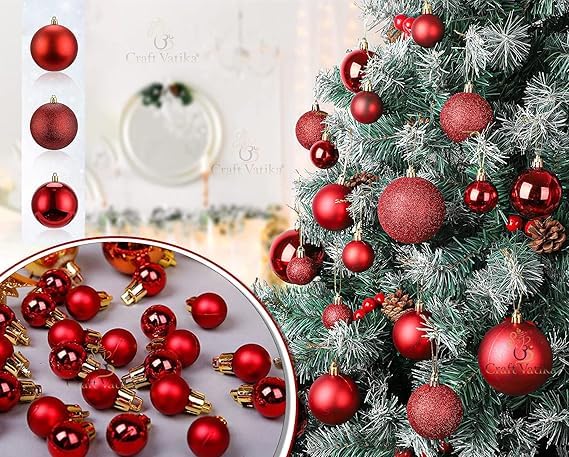 G.FIDEL GFIDEL Christmas Tree Decoration Item Hanging Xmas Balls Balls Pack of 24 Random Colour Will BE Shipped - Image 4