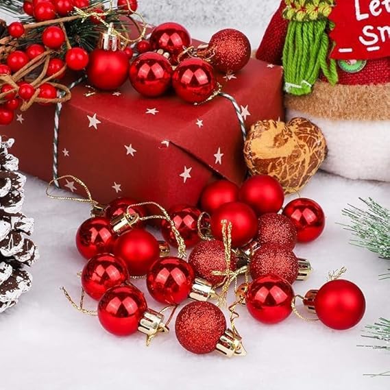 G.FIDEL GFIDEL Christmas Tree Decoration Item Hanging Xmas Balls Balls Pack of 24 Random Colour Will BE Shipped - Image 5