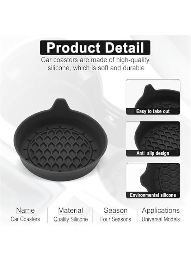 Generic Car Cup Holder Coaster, Silicone Cup Holder Insert, Universal Non-Slip Cup Holders, Car Accessories Interior for Women and Man Interior Sets 4 Pack Black  - Image 3