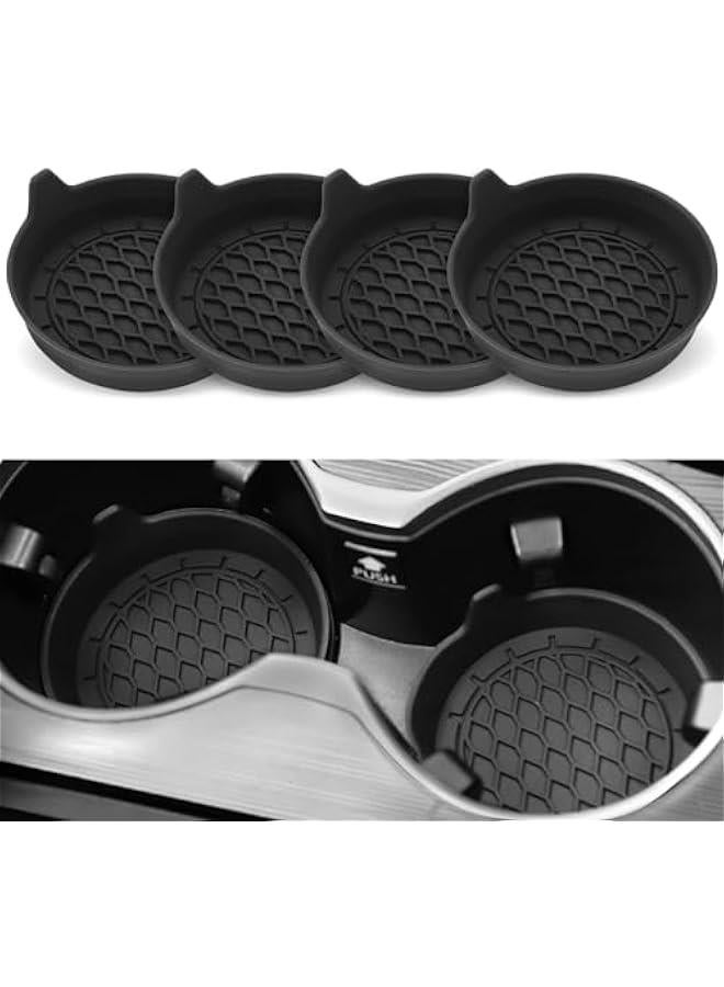 Generic Car Cup Holder Coaster, Silicone Cup Holder Insert, Universal Non-Slip Cup Holders, Car Accessories Interior for Women and Man Interior Sets 4 Pack Black  - Image 1