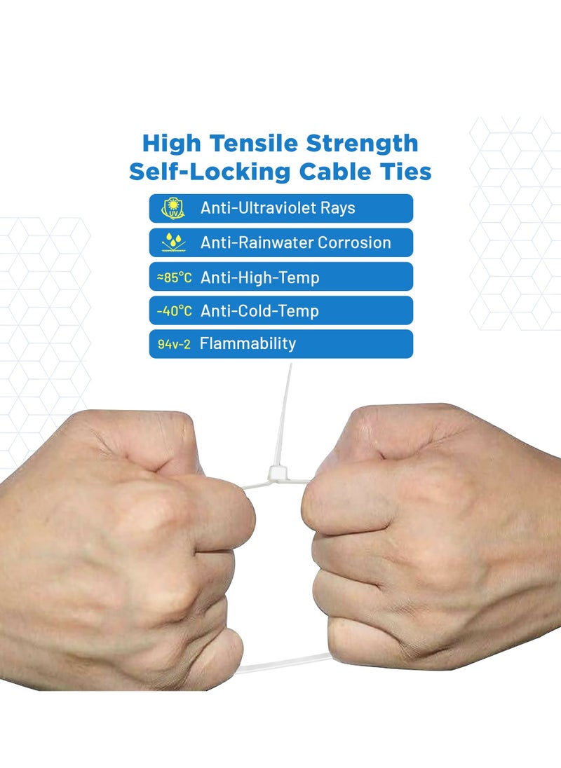 روابط كبل نايلون ذاتية القفل - 300 مم ، 100 قطعة - روابط مضغوطة مقاومة للحرارة للأشعة فوق البنفسجية للأماكن الداخلية والخارجية (أبيض) - pzsku/ZA909AE676DBB7D64E4AEZ/45/_/1677818565/d6d8eeaf-93cf-4f5b-9993-04d57606713f