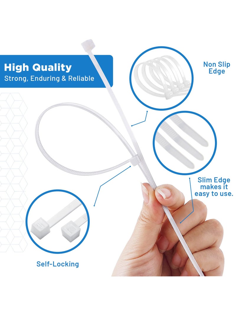 Hi Care Self-Locking Nylon Cable Ties – 300 mm, 100 PCS – UV Resistant Heat Resistant Zip Ties For Indoor and Outdoor(White)  - Image 4
