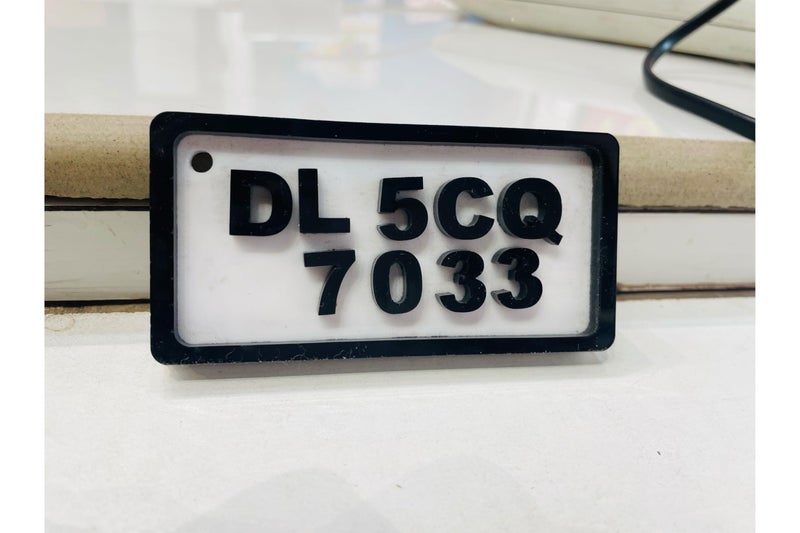 MIXUNBOX MIXUNBOX Acrylic Customized Mini Number Plate Keychain | Photo Name Key Ring Gift For Him Her Car Accessories Bike Accessories, Multicolor  - Image 1