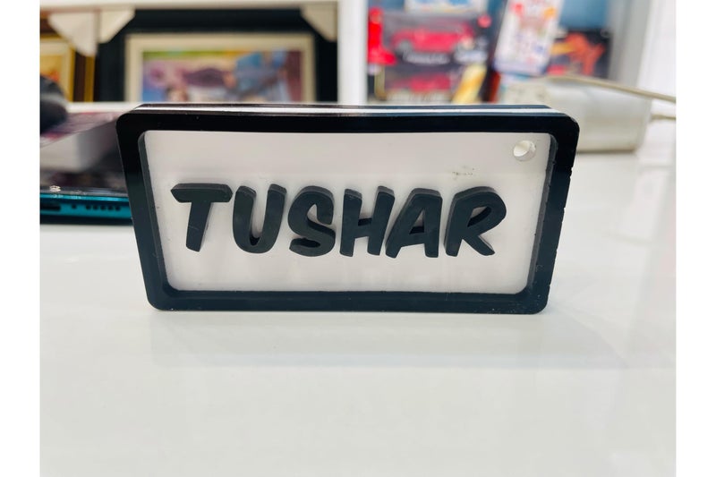 MIXUNBOX MIXUNBOX Acrylic Customized Mini Number Plate Keychain | Photo Name Key Ring Gift For Him Her Car Accessories Bike Accessories, Multicolor  - Image 2