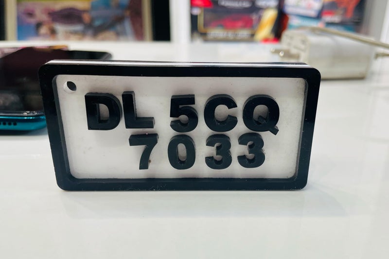 MIXUNBOX MIXUNBOX Acrylic Customized Mini Number Plate Keychain | Photo Name Key Ring Gift For Him Her Car Accessories Bike Accessories, Multicolor  - Image 5