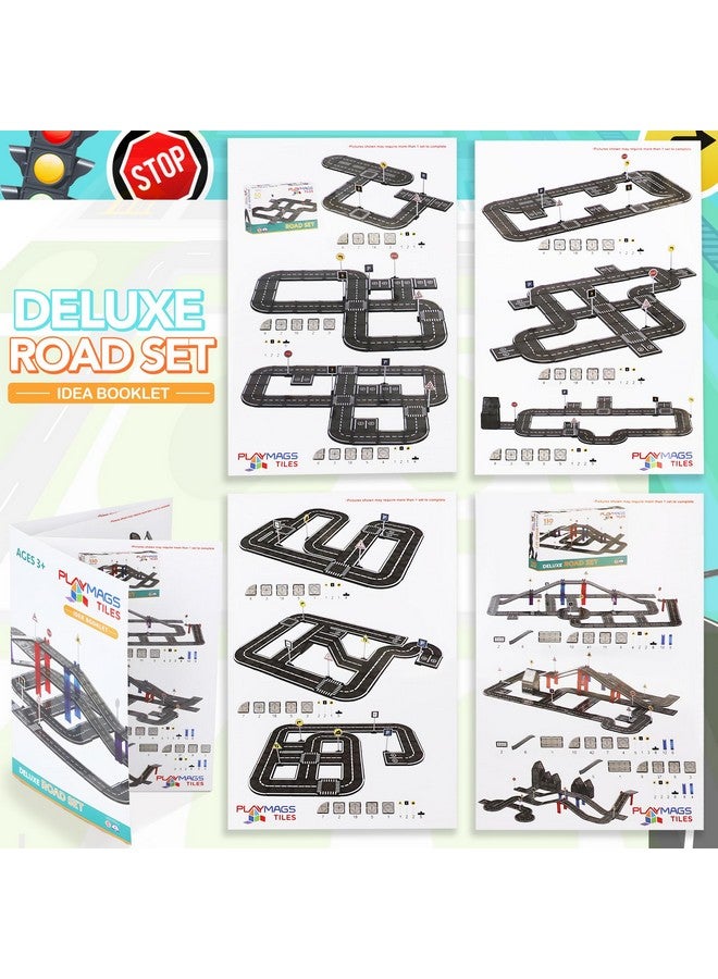 Playmags Magnetic Tiles Road Set for Kids - 130-Pieces Magnet Building Blocks Toy - Durable Creative STEM Learning Toys with Curved & Straight Car Race Track for Kids Ages 3+ - Image 4