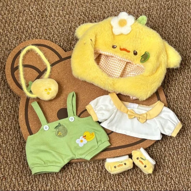 Dopamine Duck Pear 20cm Cotton Doll with Cute Campus Outfit Set - Image 1