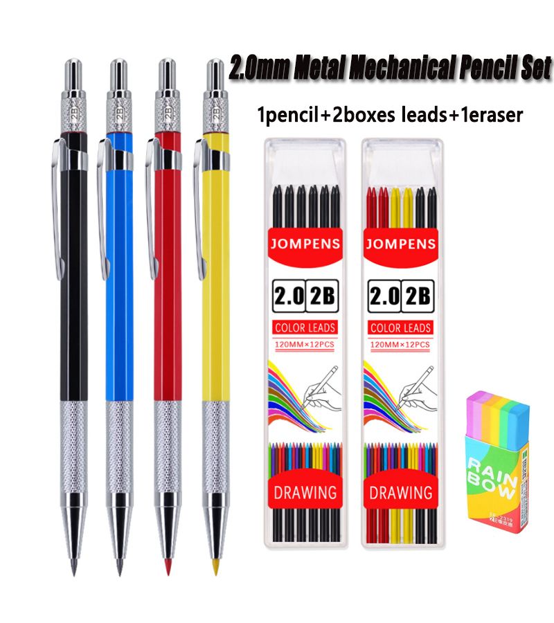 3 Blue Metal Mechanical Pencils 0.7 Mm With 36 Lead Refills Array For Office School Art Supplies - Image 1