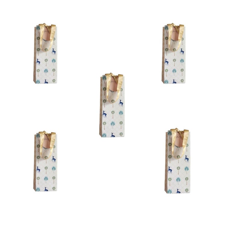 Lotus Trunk Luxe Deer Motif Unique Wine Bags for Gifting BirthdayNew YearAnniversary and Holiday Presents Color wine Pack of 5 - Image 1