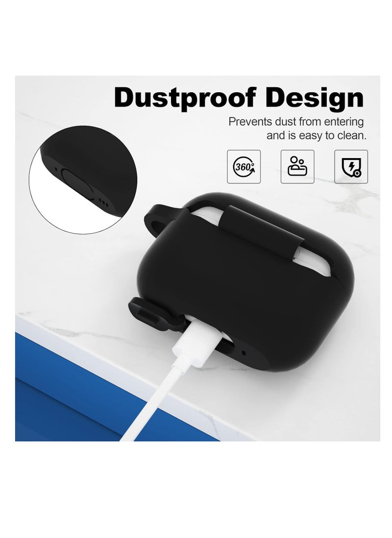 Generic - Easuny for AirPods Pro 2 Case Cover 2022 - Full Body Protective Silicone Case Compatible with New Apple AirPods Pro 2nd Generation Case, Shockproof Cover with Carabiner [Front LED Visible], Black - Image 1