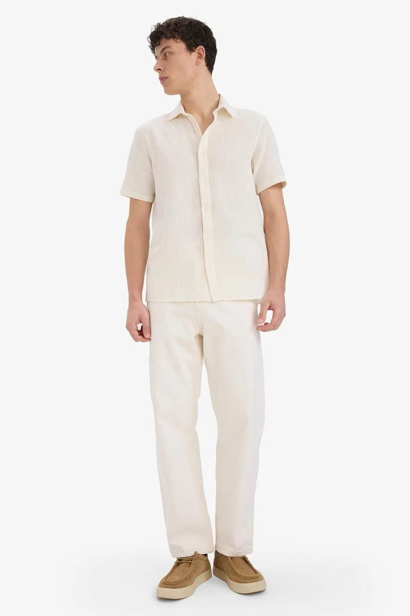 ديفاكتو Regular Fit Polo Neck Cotton Summer Shirt