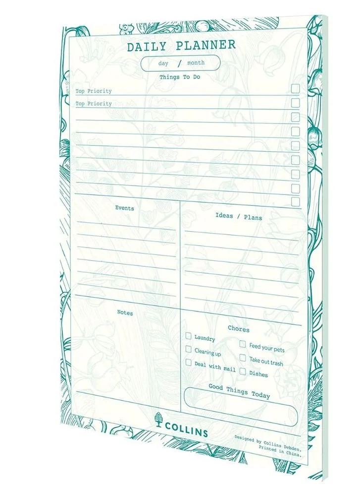 Collins Collins Tara A5 Daily Desk Pad White Green TA15U1