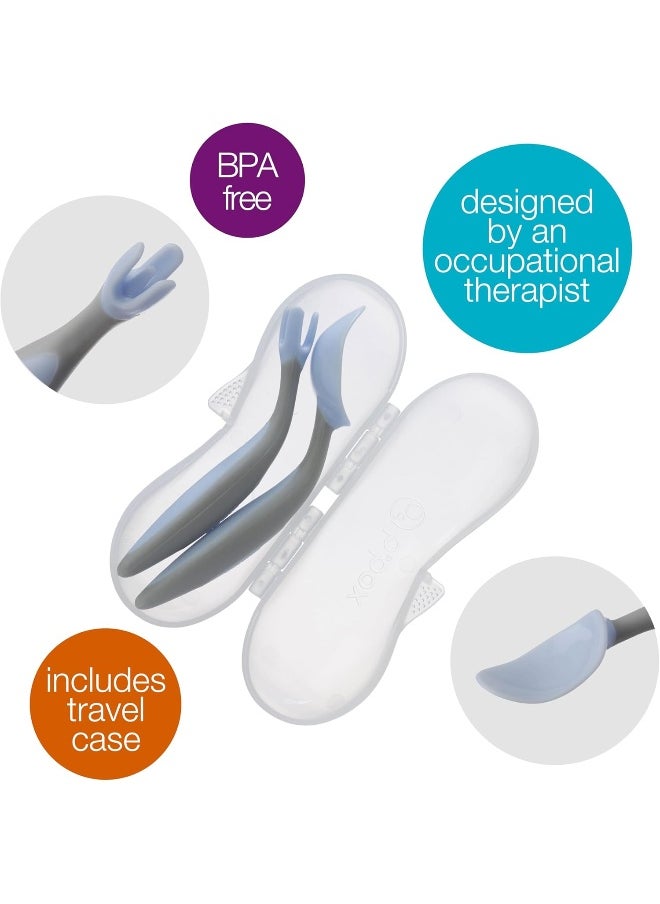 b.box b.box toddler cutlery set - easy grip handles, travel case, unique fork design | Designed by Occupational Therapist | Dishwasher safe | From 9m+  - Image 3