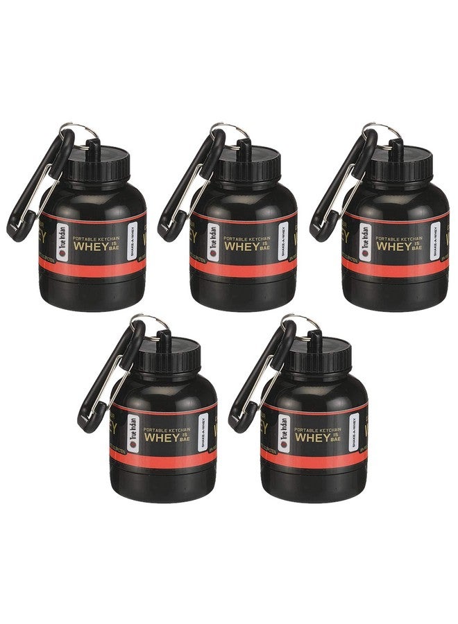 True Indian Amazing Whey loader Protein Carry Funnel Portable Protein Whey or Supplement Powder Combo Pack of 5 Carrying Whey Funnel and Container Box with Key-Chain (BLACK) - Image 1