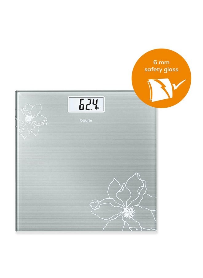 Beurer - Gs 10 Glass Bathroom Scale With Easy-To-Read Lcd Display, Automatic Switch-Off, Overload Indicator,180 Kg Capacity,Slim Design Only 19 Mm And 5 Years Warranty (Gs10) (Grey), Black, (Lxwxh): 30 X 30 X 1.9 Cm - Image 1
