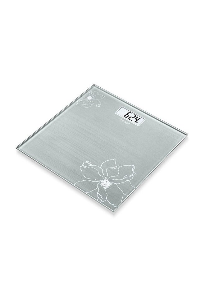 Beurer - Gs 10 Glass Bathroom Scale With Easy-To-Read Lcd Display, Automatic Switch-Off, Overload Indicator,180 Kg Capacity,Slim Design Only 19 Mm And 5 Years Warranty (Gs10) (Grey), Black, (Lxwxh): 30 X 30 X 1.9 Cm - Image 1