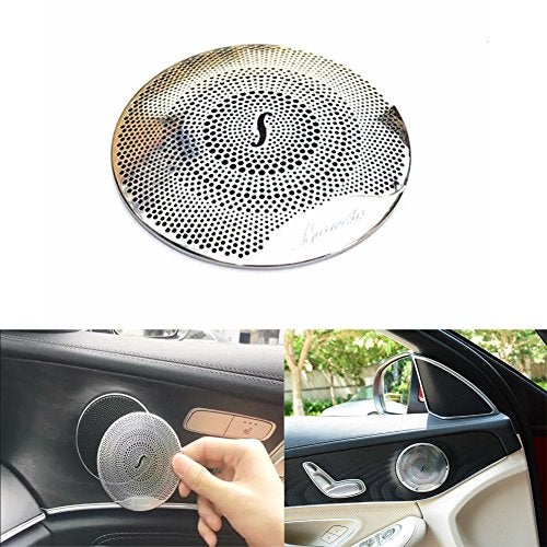 Lanyun Door Speaker Audio Player Cover Trim Compatible with 20152019 Mercedes W205 CClass C250 C300 C350 C400 C63 X205 GLCClass GLC250 GLC300 etc1set4picSilver - Image 1