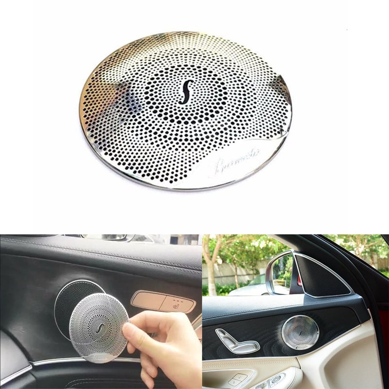 Lanyun Door Speaker Audio Player Cover Trim Compatible with 20152019 Mercedes W205 CClass C250 C300 C350 C400 C63 X205 GLCClass GLC250 GLC300 etc1set4picSilver - Image 2