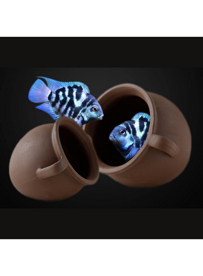 Saim Ceramic Jar Aquarium Ornament, Aquarium Cave Ceramic Vase Decoration Fish Hiding Cave for Cichlid Betta Amano Shrimp to Fish Hideaway and Breeding - Small - Image 2