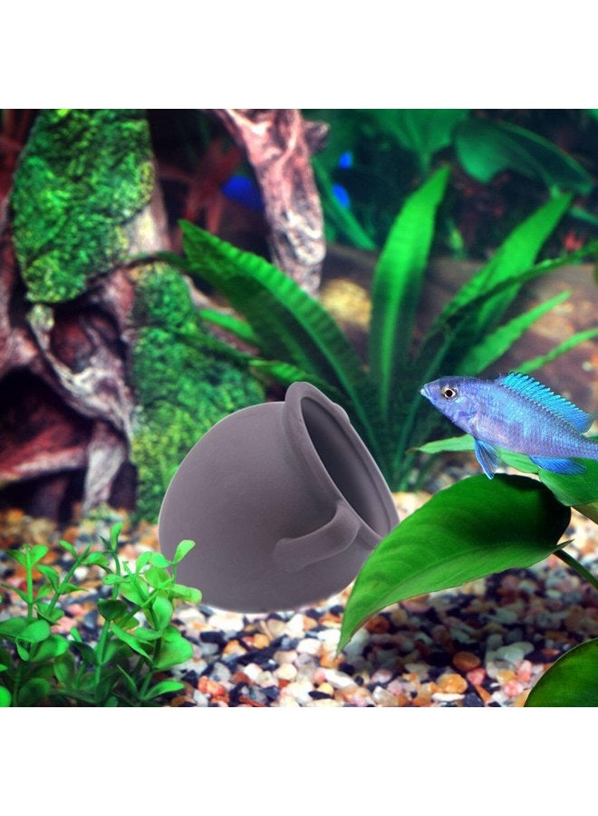 Saim Ceramic Jar Aquarium Ornament, Aquarium Cave Ceramic Vase Decoration Fish Hiding Cave for Cichlid Betta Amano Shrimp to Fish Hideaway and Breeding - Small - Image 3