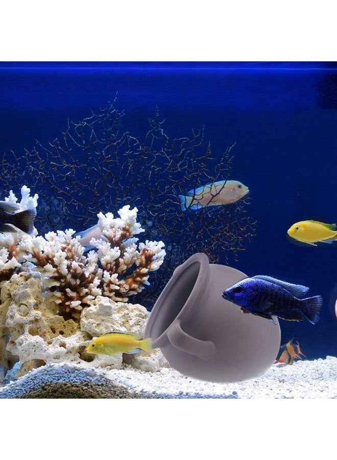 Saim Ceramic Jar Aquarium Ornament, Aquarium Cave Ceramic Vase Decoration Fish Hiding Cave for Cichlid Betta Amano Shrimp to Fish Hideaway and Breeding - Small - Image 4