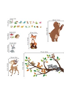 decalmile decalmile Woodland Animal Tree Branch Wall Decals Bear Fox Deer Forest Wall Stickers Kids Room Baby Nursery Bedroom Wall Decor  - Image 4