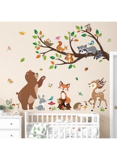 decalmile decalmile Woodland Animal Tree Branch Wall Decals Bear Fox Deer Forest Wall Stickers Kids Room Baby Nursery Bedroom Wall Decor  - Image 3