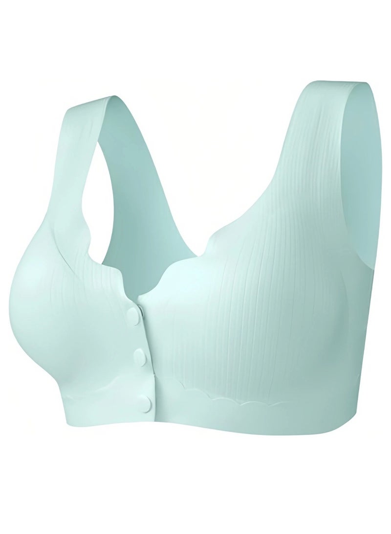 3 Pack Nursing bra Seamless Front Closure Bras for Women Wireless Smoothing Bralette Padded Comfortable Sleep Bras Pack (Black+Apricot+Fruit Green)