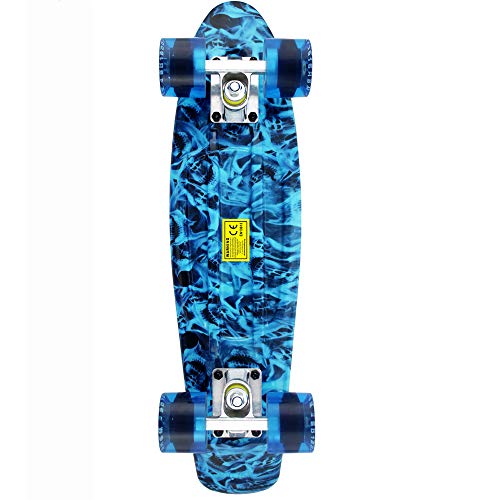 MEKETEC 22 inch Retro Mini Skateboard for Boy and Girl Youth Beginners (Blue Flame, 5 to 6 Year Old ) - Image 3