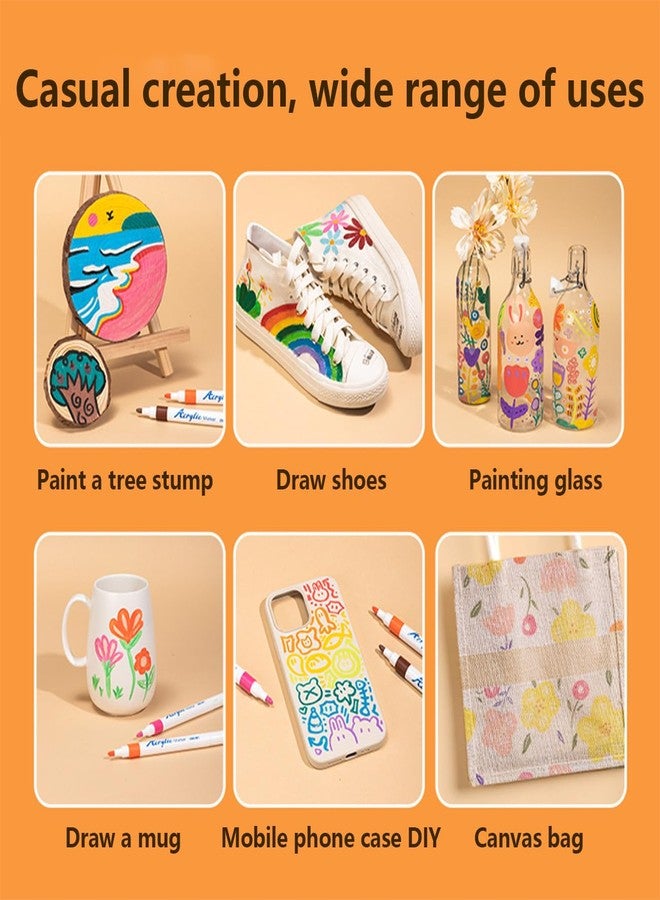 ديلي أقلام تلوين سريعة الجفاف من ديلي، أقلام تلوين أكريليك للأطفال، أقلام تلوين للخشب والصخور والبلاستيك والقماش - 48 لونًا - Image 2