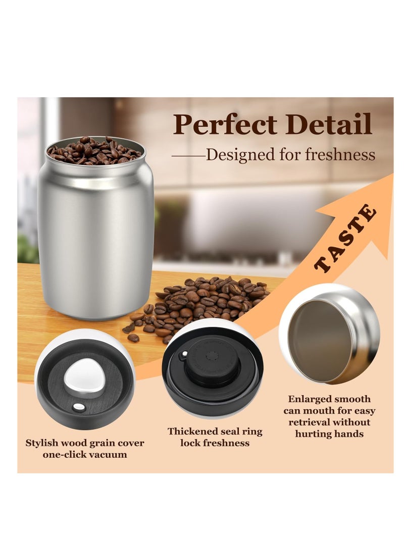 KASTWAVE 800ml Coffee Vacuum Canister, Food Storage Jars, 10.7ozStainless Steel Coffee bean Container, Food Storage Container with Airtight Lid, Push Out Excess Air Preserve Food Freshness  - Image 3