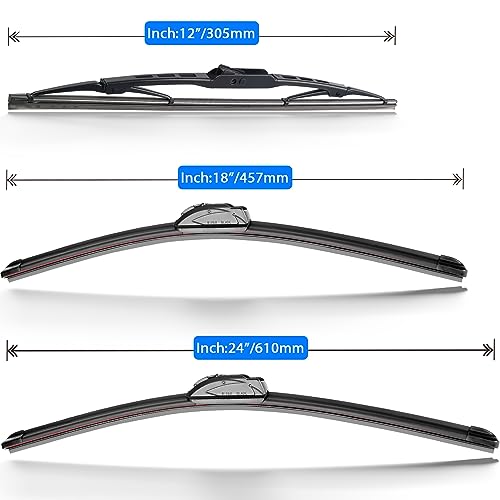 RAINTOK Windshield Wiper Blades Replacement for 2018 2019 2020 2021 GMC Terrain Original Factory Quality Front Rear Wipers Blade Set for My Car - 24" 18" 12" (Pack of 3) - Image 5