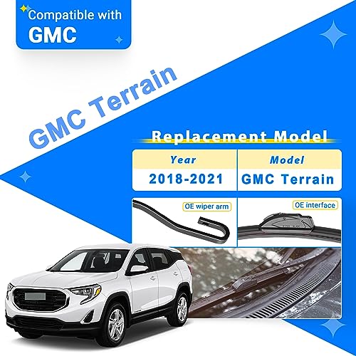 RAINTOK Windshield Wiper Blades Replacement for 2018 2019 2020 2021 GMC Terrain Original Factory Quality Front Rear Wipers Blade Set for My Car - 24" 18" 12" (Pack of 3) - Image 2