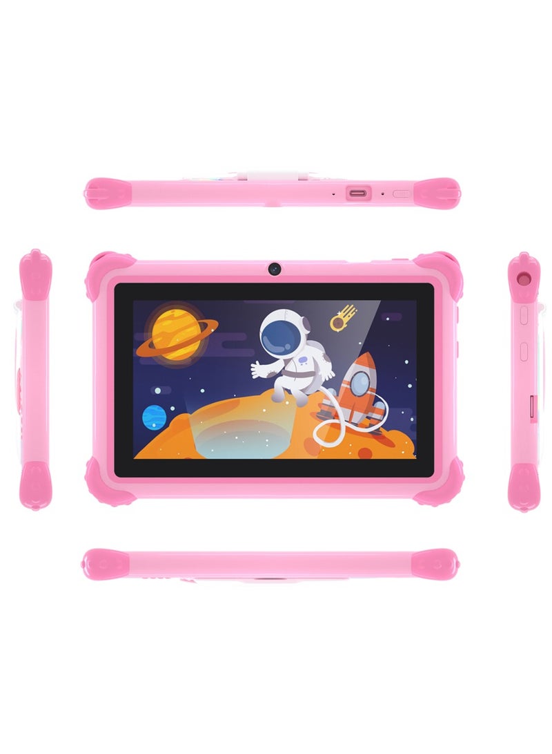 C idea WiFi Kids Smart Tablet Shockproof Edges With Built-in Stand 7-inch Display 6GB RAM + 128GB ROM Android Bluetooth Educational Kids Learning Games For Children Surprise Gifts-Pink - Image 2