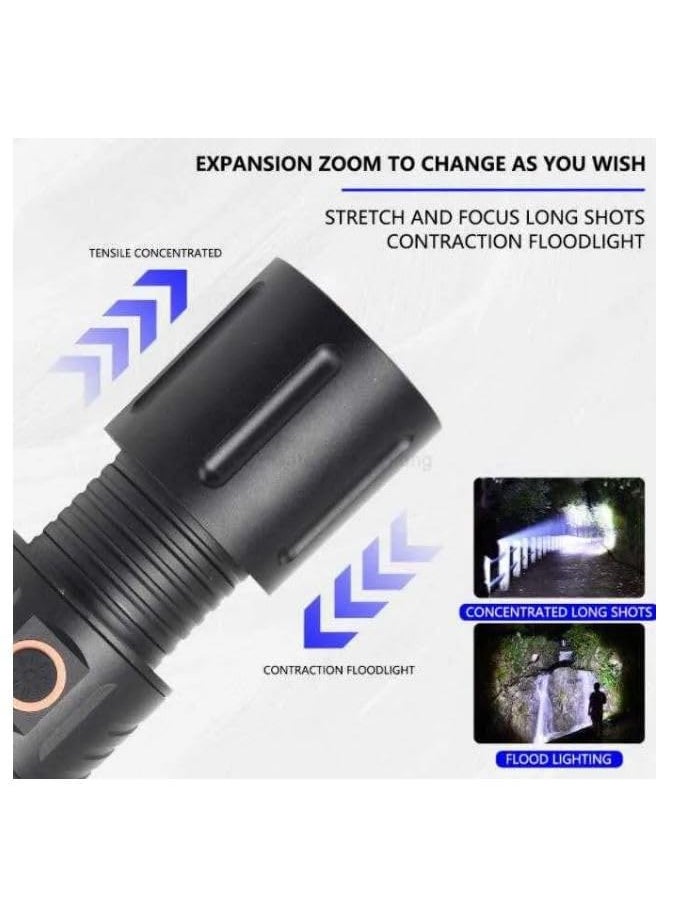 VPGS VPGS Torches LED Super Bright Powerful Torch 100000 Lumens Rechargeable Torch Tactical Flashlight Waterproof Zoomable 5 Modes for Camping Emergency  - Image 5